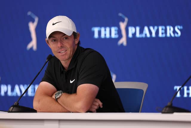 Rory McIlroy speaks to the media ahead of The Players Championship at TPC Sawgrass. (Photo by Richard Heathcote/Getty Images)