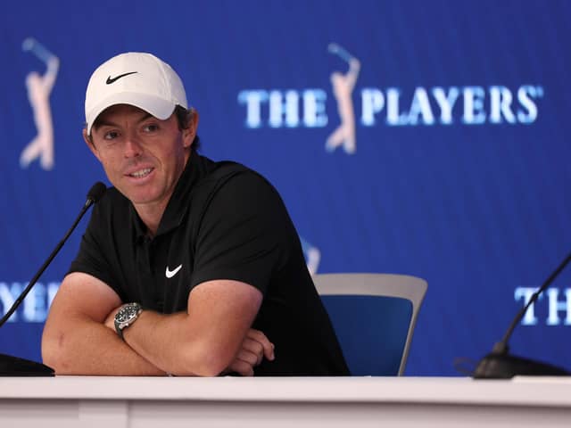 Rory McIlroy speaks to the media ahead of The Players Championship at TPC Sawgrass. (Photo by Richard Heathcote/Getty Images)