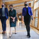 New Transport Minister Jenny Gilruth (right) with First Minister Nicola Sturgeon and new Culture Minister Neil Gray this week (Picture: Fraser Bremner/Getty Images)