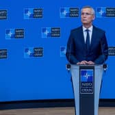 NATO Secretary General Jens Stoltenberg holds the closing press conference at NATO headquarters during the second of two days of defence ministers' meetings on June 16, 2022 in Brussels, Belgium.