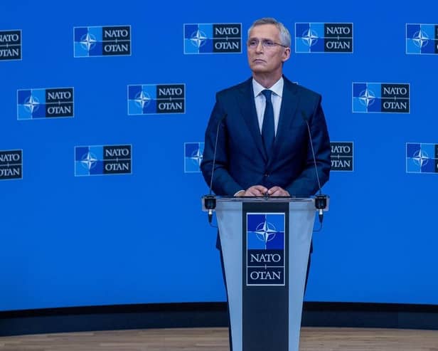 NATO Secretary General Jens Stoltenberg holds the closing press conference at NATO headquarters during the second of two days of defence ministers' meetings on June 16, 2022 in Brussels, Belgium.
