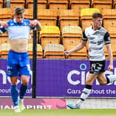 Ayr's George Stanger celebrates as he makes it 1-0 during the victory over St Johnstone at McDiarmid Park.