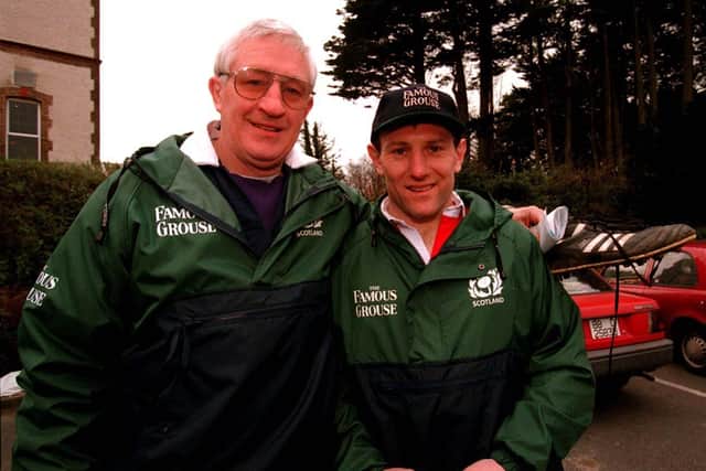 Jim Telfer with Gary Armstrong, his captain when Scotland won the Five Nations in 1999. Picture: PA