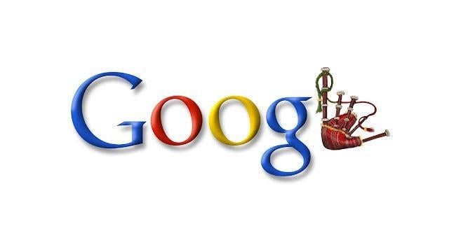 The St Andrew's Day Google Doodle from 2008 kept it light and simple - incorporating the bagpipes into the logo