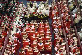 The chamber of the House of Lords ahead of the King's Speech at the State Opening of Parliament.