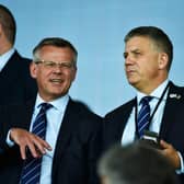 Mark Allen (right) with Rangers managing director Stewart Robertson (Picture: SNS)