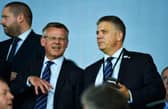 Mark Allen (right) with Rangers managing director Stewart Robertson (Picture: SNS)