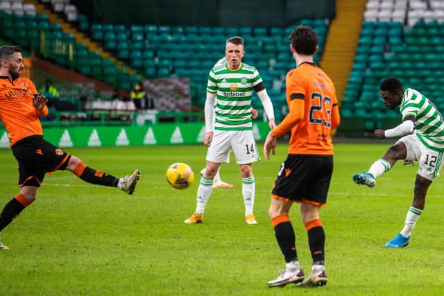 Ismaila Soro's strike in the 3-0 win over Dundee United that Ryan Christie revealed had his team-mates joshing with him. (Photo by Craig Foy / SNS Group)