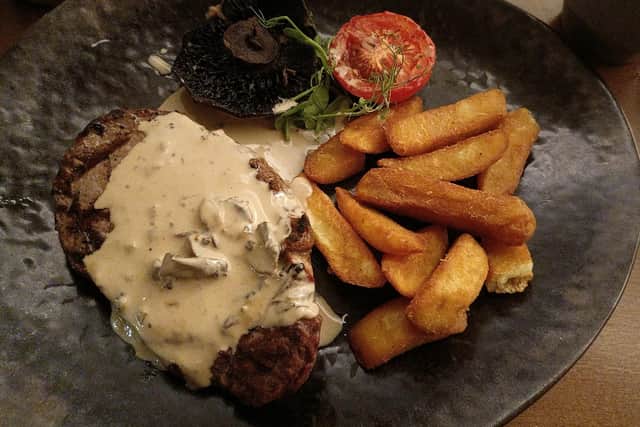 The sirloin steak in Diane sauce at Brasserie 32