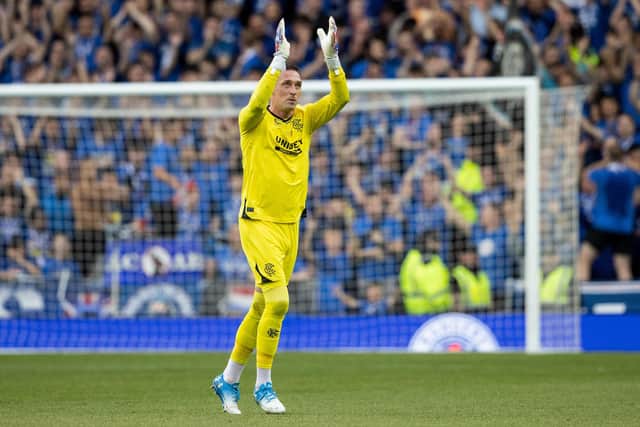 Allan McGregor applauds the Rangers fans as he is replaced during his testimonial match against Newcastle.