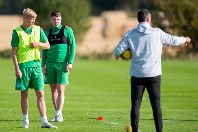 Hibs manager Jack Ross says he enjoys working with players like Josh Doig, and Kevin Nisbet and watching them develop. Photo by Mark Scates / SNS Group