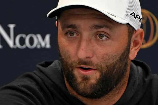 Jon Rahm speaks during a press conference ahead of The 150th Open at St Andrews. Picture: Paul Ellis/AFP via Getty Images.