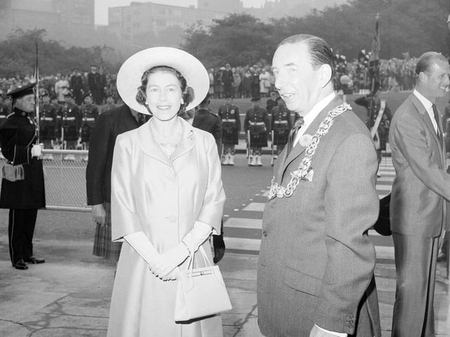 The Queen arrives in Glasgow for a visit in September 1964.