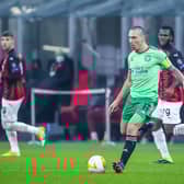Scott Brown in possession for Celtic during their defeat to Milan in the San Siro. Picture: PA