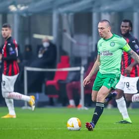 Scott Brown in possession for Celtic during their defeat to Milan in the San Siro. Picture: PA