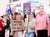 Members of the Royal College of Nursing (RCN) on the picket line outside St Thomas' Hospital, central London, as nurses in England, Wales and Northern Ireland take industrial action over pay. Picture date: Tuesday December 20, 2022.