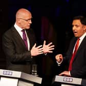 SNP leader John Swinney (left) and Scottish Labour leader Anas Sarwar, clashed over austerity in a BBC Debate Night election special (Photo by Jane Barlow/PA Wire)