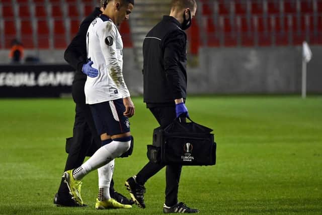 James Tavernier limped off against Royal Antwerp. Picture: Getty