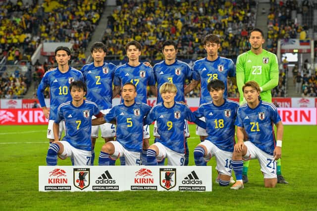 Celtic forward Kyogo Furuhashi (No 9) started for Japan against Ecuador.