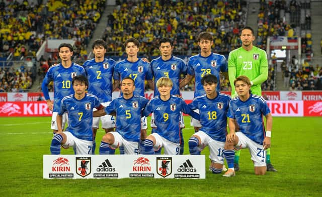 Celtic forward Kyogo Furuhashi (No 9) started for Japan against Ecuador.