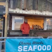 Ewen outside the Shrimpwreck Seafood Hut