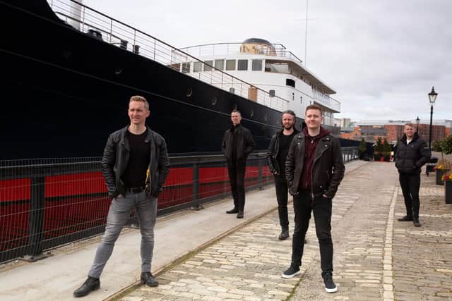 Skerryvore bandmates Daniel Gillespie, Alan Scobie, Fraser West, Alec Dalglish and Martin Gillespie at Fingal in Leith.