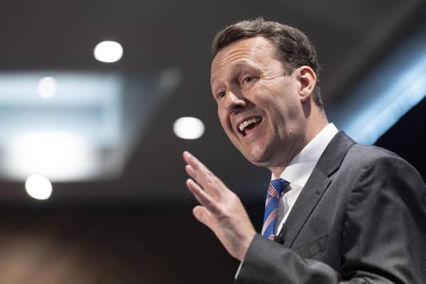 Scottish Conservative leader Russell Findlay delivering his speech at the Novotel in Edinburgh.Picture: Jane Barlow/PA Wire