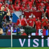 Scotland's Scott McTominay celebrates his opening goal against Switzerland in the 1-1 draw at Euro 2024. (Photo by OZAN KOSE/AFP via Getty Images)