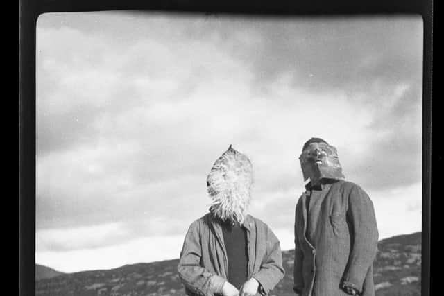 Sheepskins, big clothes, oversized boots and bits of rope all made their way into fancy dress on Samhain. PIC: South Uist Guisers 1932, from Margaret Fay Shaw Photographic Archive, NTS Canna House.