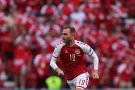 Denmark midfielder Christian Eriksen in action prior to his collapse against Finland in the Euro 2020 fixture in Copenhagen. (Photo by FRIEDEMANN VOGEL/AFP via Getty Images)