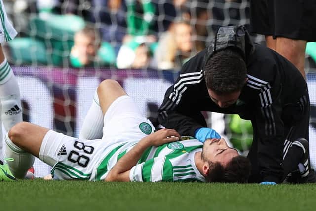 Celtic's Josip Juranovic picked up an injury against Dundee United.
