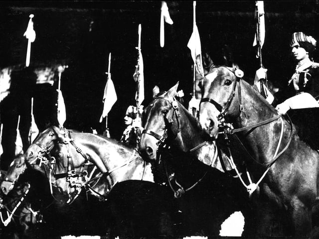 The Indian 61st Cavalry Regiment at the 1962 Edinburgh Military Tattoo.