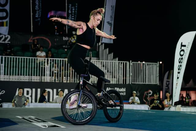 BMX Flatland has been described as parkour combined with breakdancing on a bike.