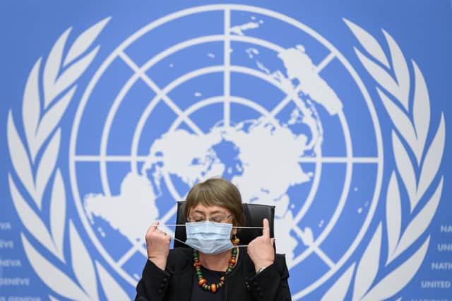 UN High Commissioner for Human Rights Michelle Bachelet has spoken of how the coronavirus crisis has 'zeroed in on the fissures and fragilities in our societies' (Picture: Fabrice Coffrini/AFP via Getty Images)