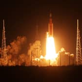 CAPE CANAVERAL, FLORIDA - NOVEMBER 16: NASA’s Artemis I Space Launch System (SLS) rocket, with the Orion capsule attached, launches at NASA's Kennedy Space Center on November 16, 2022 in Cape Canaveral, Florida. The Artemis I mission will send the uncrewed spacecraft around the moon to test the vehicle's propulsion, navigation and power systems as a precursor to later crewed mission to the lunar surface. (Photo by Red Huber/Getty Images)