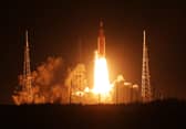 CAPE CANAVERAL, FLORIDA - NOVEMBER 16: NASA’s Artemis I Space Launch System (SLS) rocket, with the Orion capsule attached, launches at NASA's Kennedy Space Center on November 16, 2022 in Cape Canaveral, Florida. The Artemis I mission will send the uncrewed spacecraft around the moon to test the vehicle's propulsion, navigation and power systems as a precursor to later crewed mission to the lunar surface. (Photo by Red Huber/Getty Images)