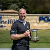 The smile on his face says it all as Craig Lee shows off the trophy after winning the PGA Play-Offs at Aphrodite Hills in Cyprus. Picture: The PGA