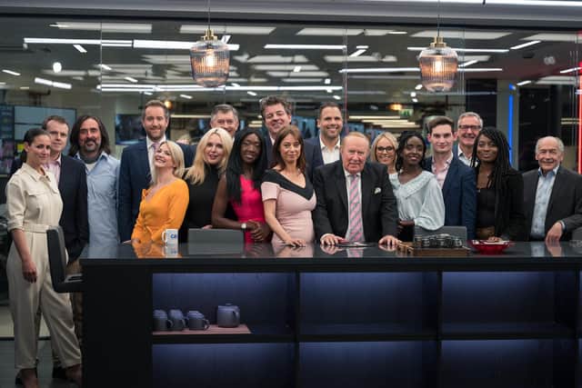 GB News of presenters earlier this year (left to right) Kirsty Gallacher, Andrew Doyle, Neil Oliver, Darren McCaffrey, Alex Phillips, Rebecca Hutson, Simon McCoy, Nana Akua, Liam Halligan, Gloria De Piero, Dan Wootton, Andrew Neil, Michelle Dewberry, Mercy Muroki, Tom Harwood, Colin Brazier, Inaya Folarin Iman, Alastair Stewart.