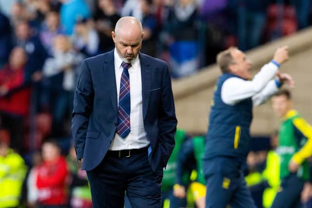 Scotland manager Steve Clarke bows his head after Ukraine's injury-time strike sealed their 3-1 win at Hampden. (Photo by Alan Harvey / SNS Group)