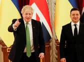 Boris Johnson in Kyiv with Ukrainian president Volodymyr Zelensky shortly before the invasion