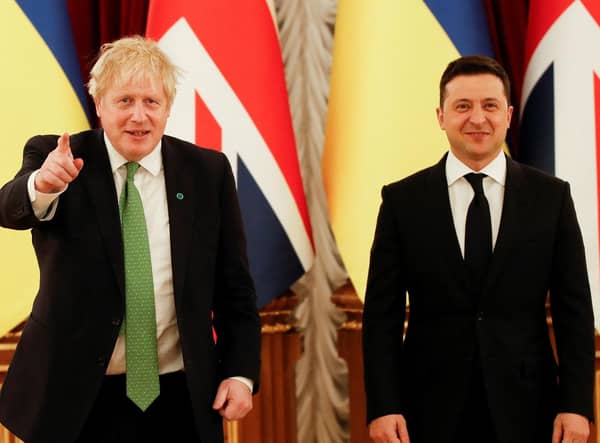 Boris Johnson in Kyiv with Ukrainian president Volodymyr Zelensky shortly before the invasion