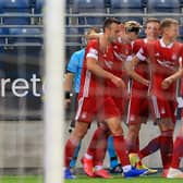 Aberdeen celebrate Ryan Hedges' goal against Viking Stavanger.