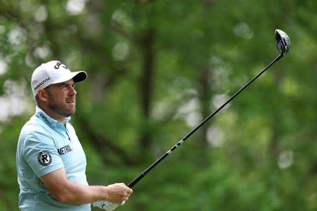 Richie Ramsay tees off on the 11th hole during day four of the Soudal Open at Rinkven International Golf Club in Belgium. Picture: Richard Heathcote/Getty Images.