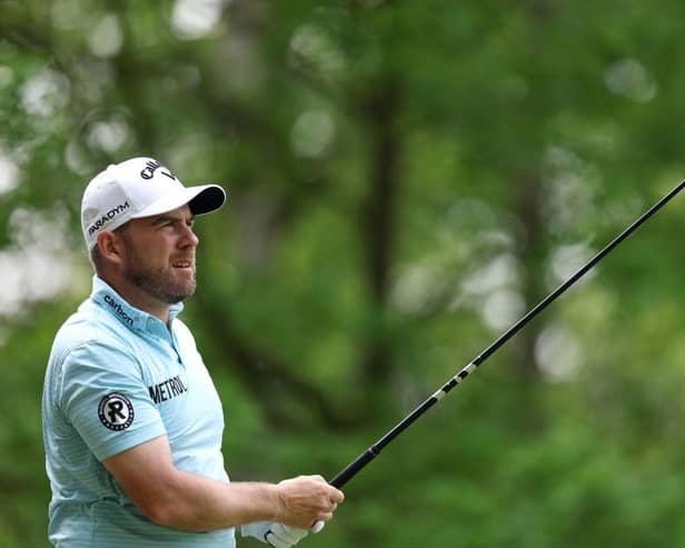 Richie Ramsay tees off on the 11th hole during day four of the Soudal Open at Rinkven International Golf Club in Belgium. Picture: Richard Heathcote/Getty Images.