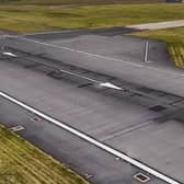 Patching on Edinburgh Airport's runway. (Photo by Google Earth)