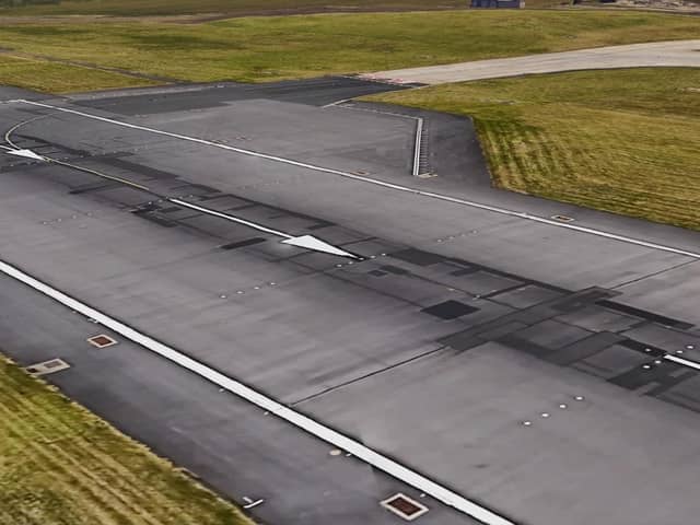 Patching on Edinburgh Airport's runway. (Photo by Google Earth)
