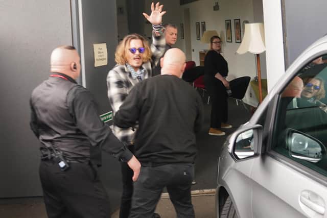 Johnny Depp arriving at Sage Gateshead where he is due to join Jeff Beck on stage on Thursday. Picture date: Thursday June 2, 2022.