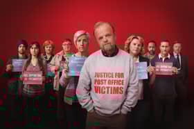 Toby Jones and co-stars in Mr Bates vs the Post Office. Picture: ITV