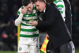 Brendan Rodgers  issues instructions to Callum McGregor in his first spell as Celtic manager with the Irishman now glad at Leicester City he was denied making a move that would have now prevented him again being place such store in the now captain in his second stint. (Photo by Craig Williamson/SNS Group).