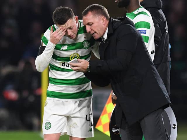 Brendan Rodgers  issues instructions to Callum McGregor in his first spell as Celtic manager with the Irishman now glad at Leicester City he was denied making a move that would have now prevented him again being place such store in the now captain in his second stint. (Photo by Craig Williamson/SNS Group).